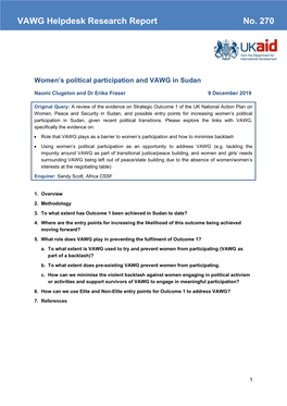 Women's Political Participation and VAWG in Sudan