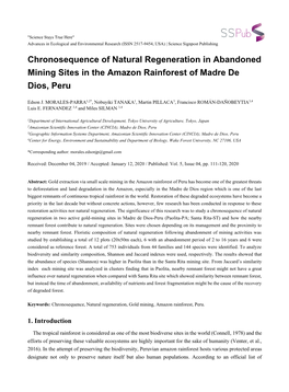Chronosequence of Natural Regeneration in Abandoned Mining Sites in the Amazon Rainforest of Madre De