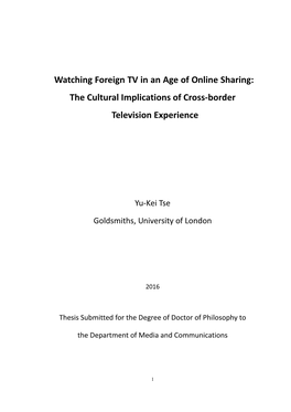 Watching Foreign TV in an Age of Online Sharing: the Cultural Implications of Cross‐Border Television Experience
