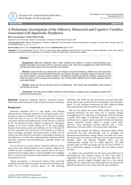 A Preliminary Investigation of the Affective, Behavioral and Cognitive