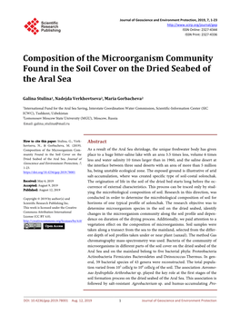 Composition of the Microorganism Community Found in the Soil Cover on the Dried Seabed of the Aral Sea