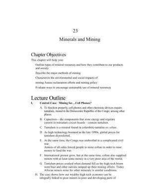 23 Minerals and Mining Chapter Objectives