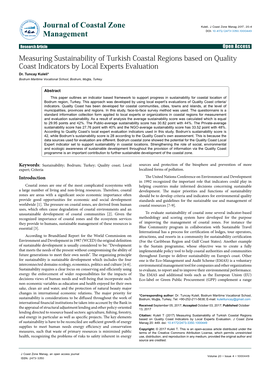 Measuring Sustainability of Turkish Coastal Regions Based on Quality Coast Indicators by Local Experts Evaluation Dr