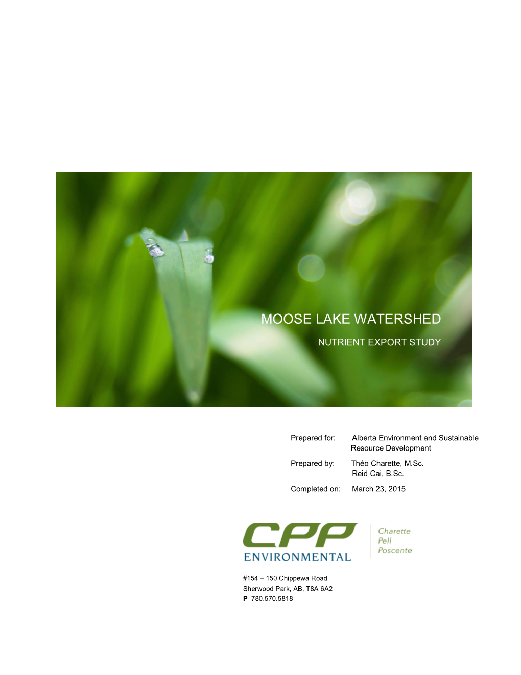 Moose Lake Watershed Nutrient Export Study