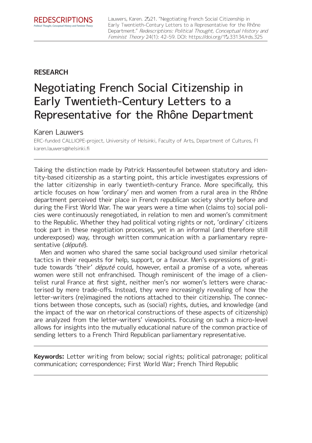 Negotiating French Social Citizenship in Early Twentieth-Century