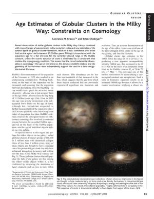 Age Estimates of Globular Clusters in the Milky S Way: Constraints on Cosmology ECTION