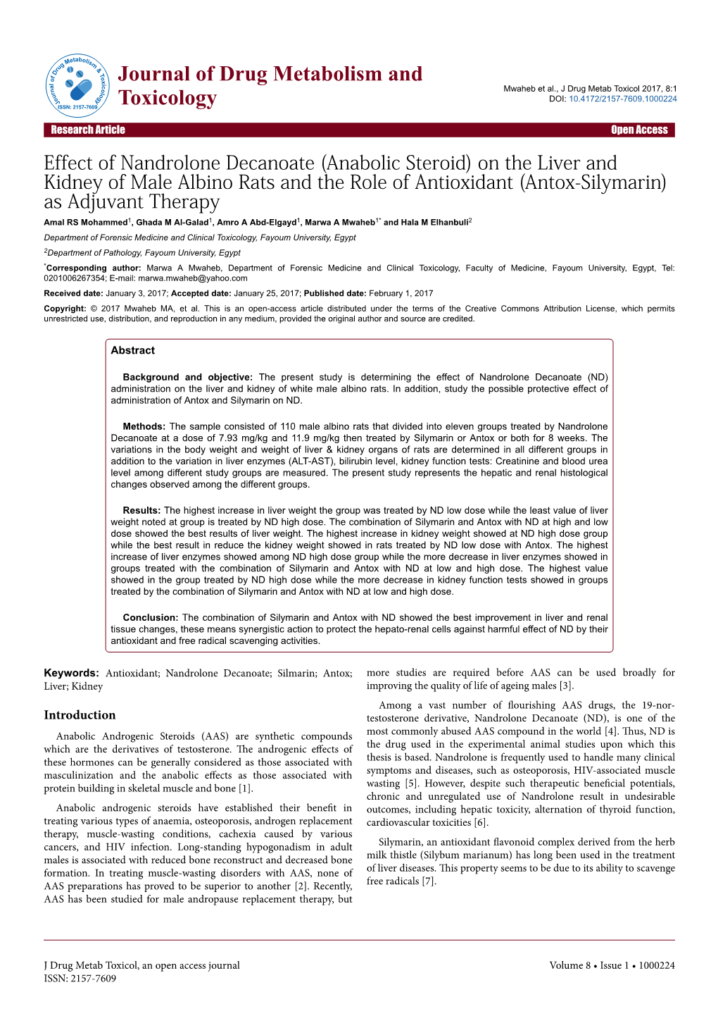 Effect of Nandrolone Decanoate (Anabolic