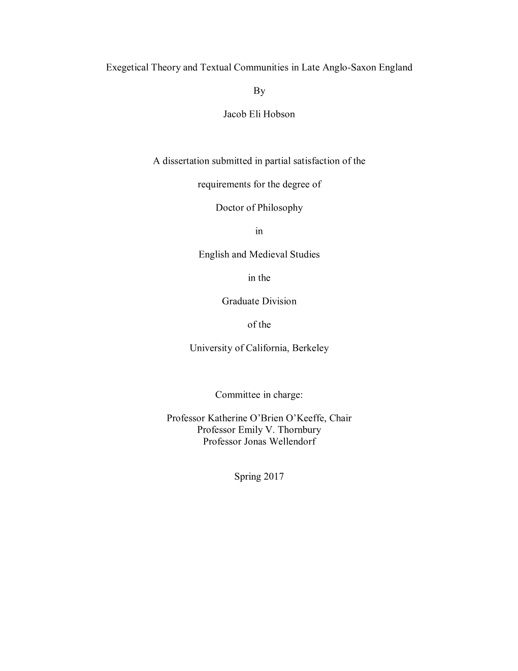 Exegetical Theory and Textual Communities in Late Anglo-Saxon England