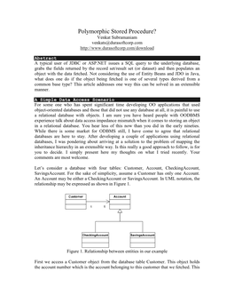 Polymorphic Stored Procedure? Venkat Subramaniam Venkats@Durasoftcorp.Com