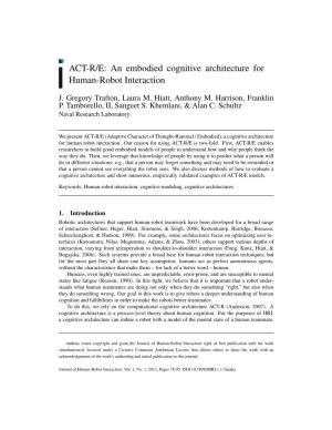 ACT-R/E: an Embodied Cognitive Architecture for Human-Robot Interaction