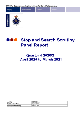 ••• Stop and Search Scrutiny Panel Report