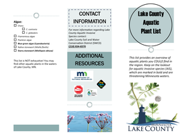 Lake County Aquatic Plant List for Naturalists