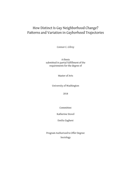 How Distinct Is Gay Neighborhood Change? Patterns and Variation in Gayborhood Trajectories