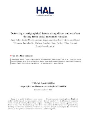 Detecting Stratigraphical Issues Using Direct Radiocarbon Dating from Small