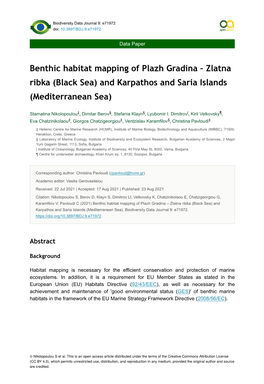 Benthic Habitat Mapping of Plazh Gradina – Zlatna Ribka (Black Sea) and Karpathos and Saria Islands (Mediterranean Sea)