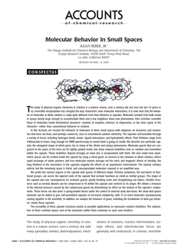 Molecular Behavior in Small Spaces
