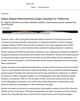 Italian Expert Recommends Grape Varieties for California Dr