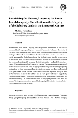 Joseph Liesganig's Contribution to the Mapping of the Habsburg