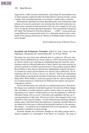 Darwinism and Evolutionary Economics. Edited by John Laurent and John Nightingale