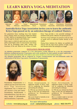 Learn Kriya Yoga Meditation