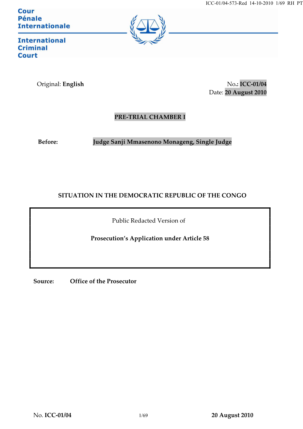 No. ICC-01/04 20 August 2010 Original