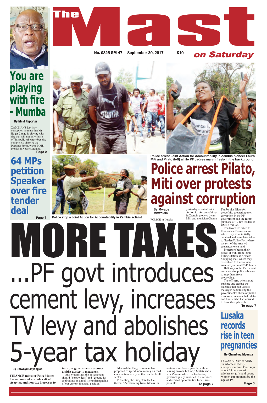 Police Arrest Pilato, Miti Over Protests Against Corruption