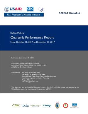 Quarterly Performance Report from October 01, 2017 to December 31, 2017