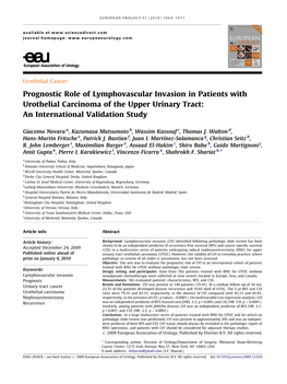 Prognostic Role of Lymphovascular Invasion in Patients with Urothelial Carcinoma of the Upper Urinary Tract: an International Validation Study