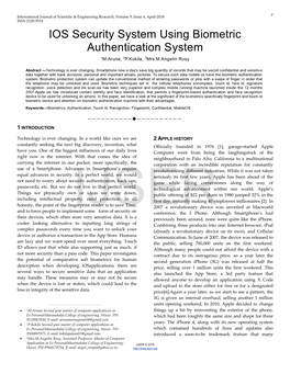 Ios Security System Using Biometric Authentication System