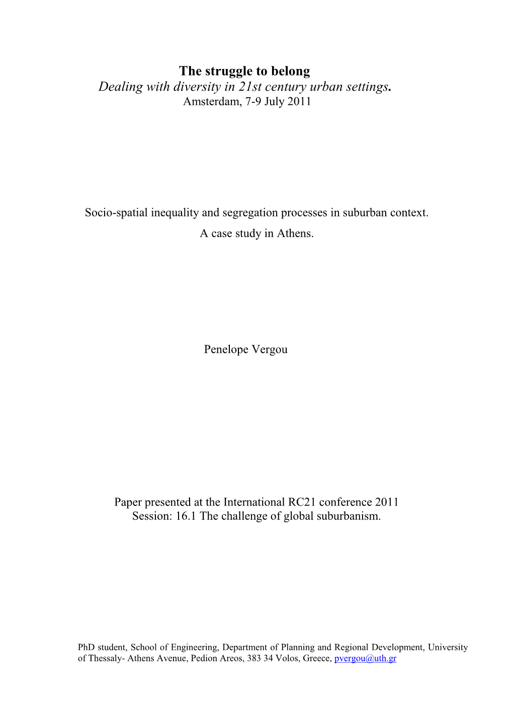 Socio-Spatial Inequality and Segregation Processes in Suburban Context