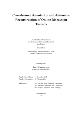 Crowdsource Annotation and Automatic Reconstruction of Online Discussion Threads