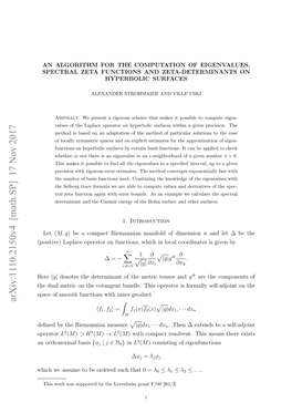 An Algorithm for the Computation of Eigenvalues, Spectral Zeta Functions and Zeta-Determinants on Hyperbolic Surfaces