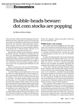 Bubble-Heads Beware: Dot.Com Stocks Are Popping