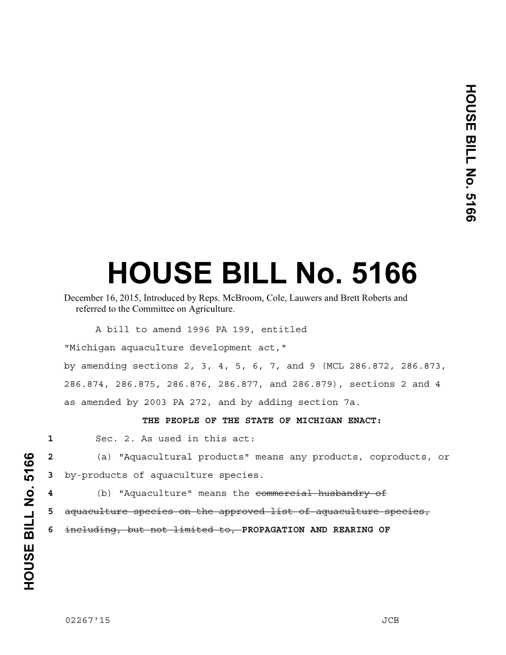 HOUSE BILL No. 5166 No