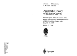 Arithmetic Theory of Elliptic ~Urves