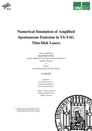 Numerical Simulation of Amplified Spontaneous Emission in Yb:YAG