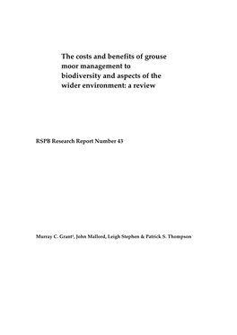 The Costs and Benefits of Grouse Moor Management to Biodiversity and Aspects of the Wider Environment: a Review