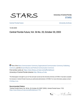 Central Florida Future, Vol. 36 No. 20, October 30, 2003