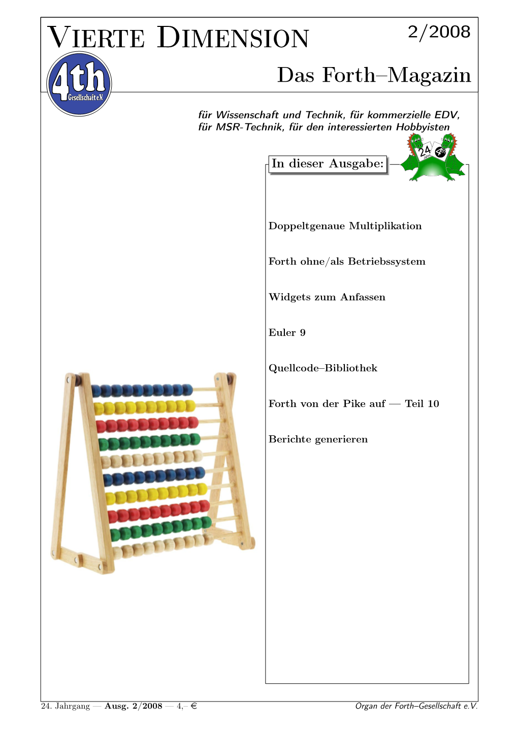 Vierte Dimension 2/2008 Das Forth–Magazin