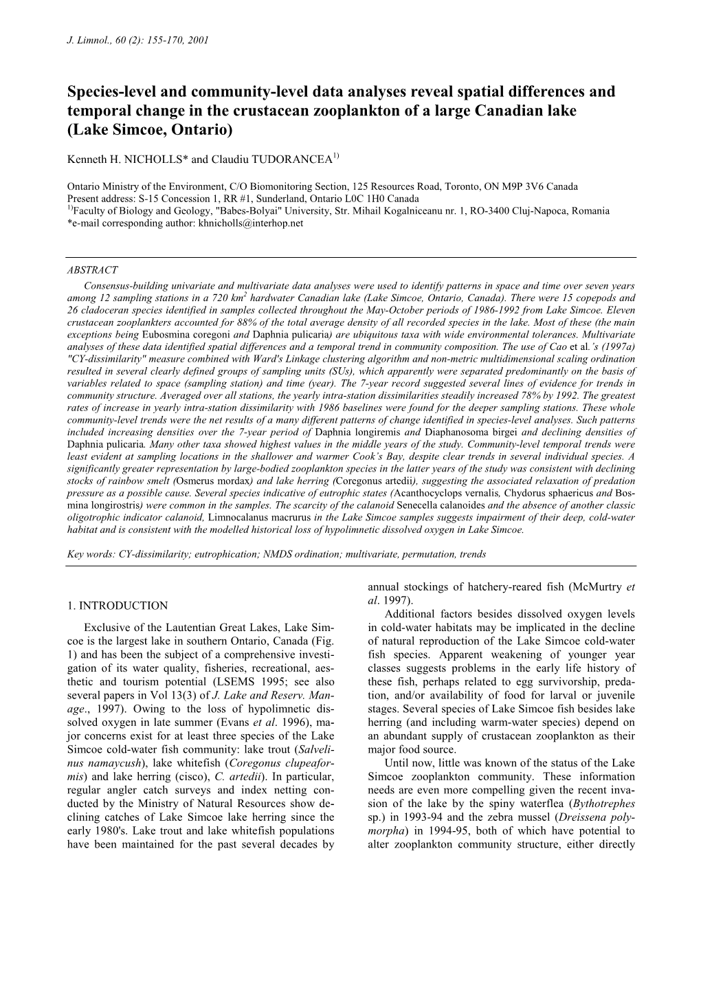 Species-Level and Community-Level Data Analyses Reveal Spatial