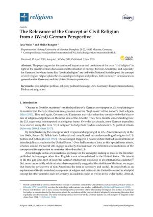 The Relevance of the Concept of Civil Religion from a (West) German Perspective