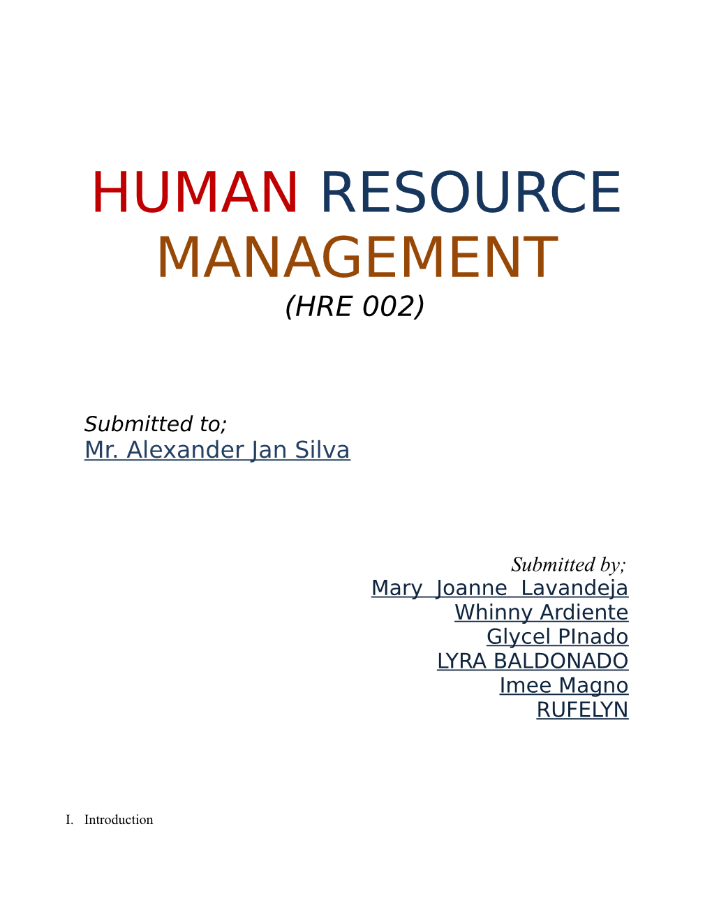 Human Resource Management (Hre 002)