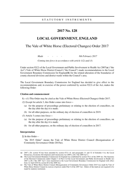 The Vale of White Horse (Electoral Changes) Order 2017