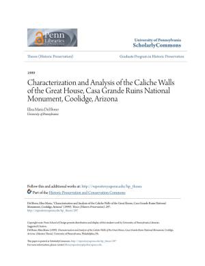 Characterization and Analysis of the Caliche Walls of the Great House