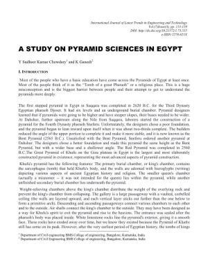 A Study on Pyramid Sciences in Egypt
