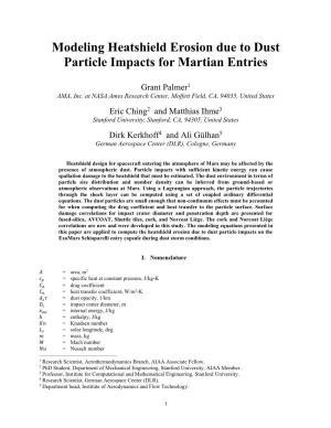 Modeling Heatshield Erosion Due to Dust Particle Impacts for Martian Entries