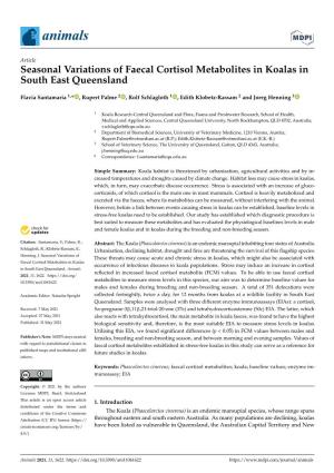 Seasonal Variations of Faecal Cortisol Metabolites in Koalas in South East Queensland