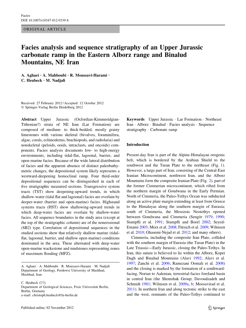 Facies Analysis and Sequence Stratigraphy of an Upper Jurassic Carbonate Ramp in the Eastern Alborz Range and Binalud Mountains, NE Iran