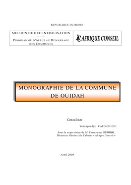 Monographie De La Commune De Ouidah