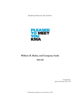 William B. Bailey and Company Fonds 1963.110